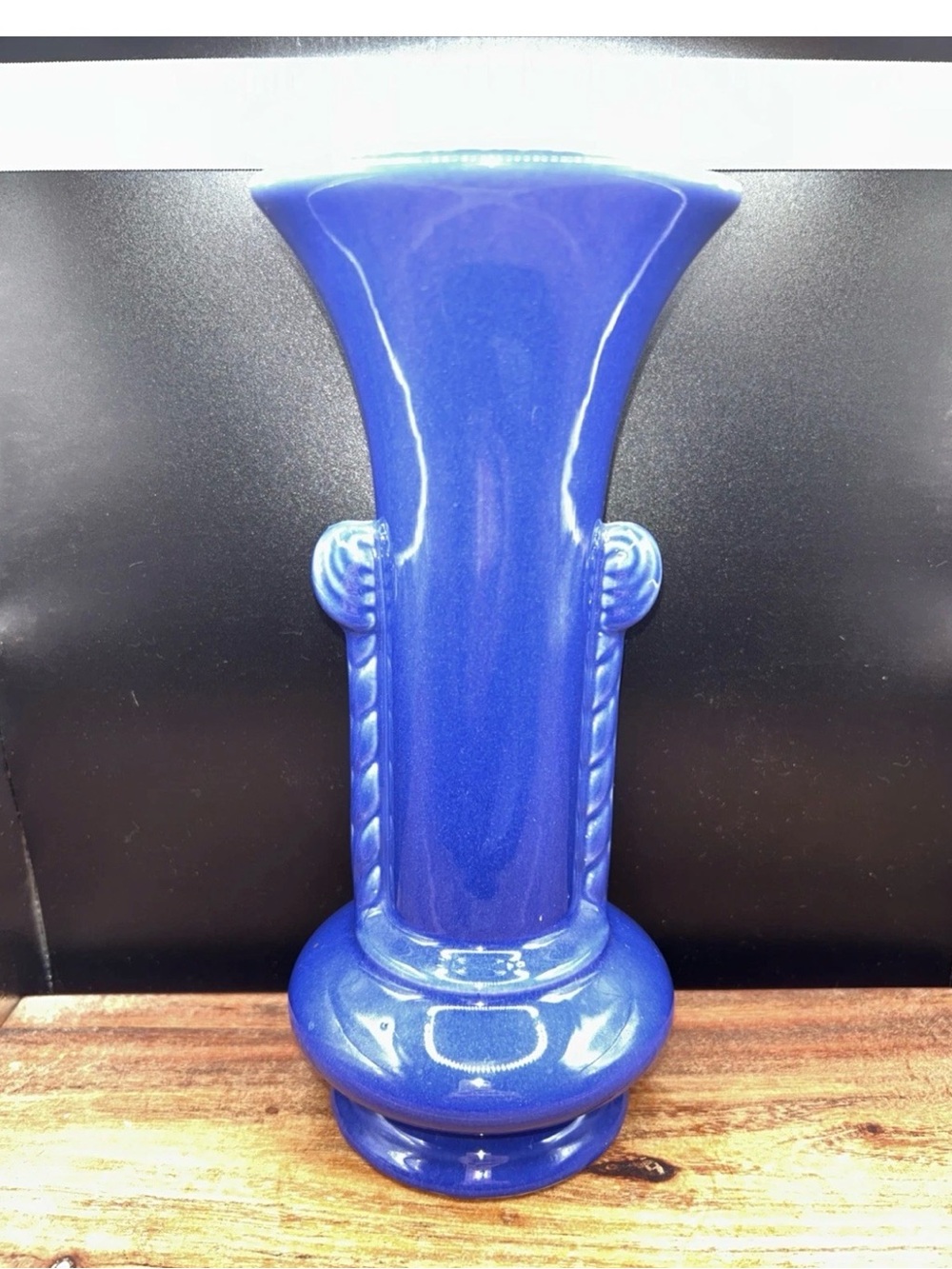 Vintage Blue Art Deco Pottery Vase USA – Cracked AS IS Repair or Display